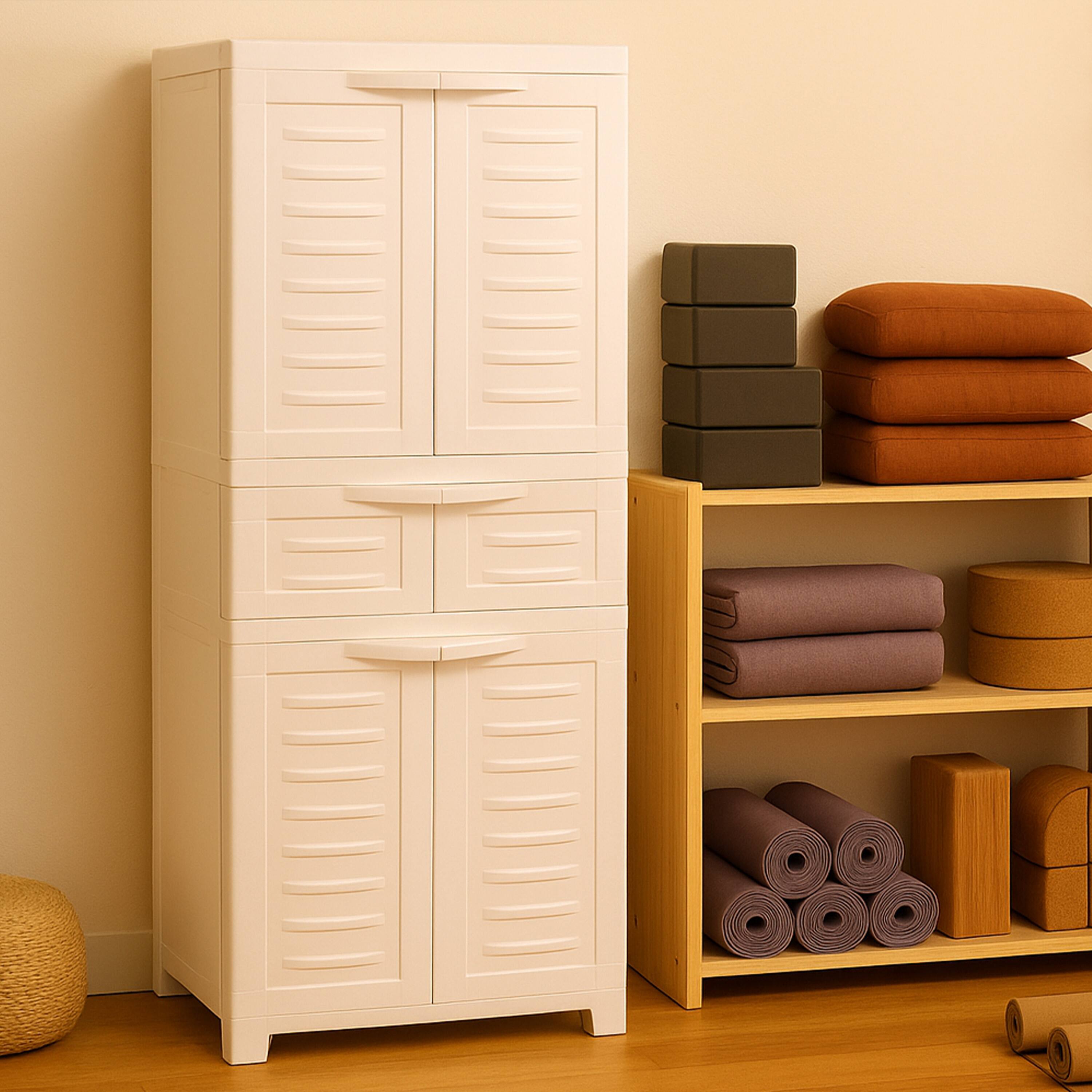 Alt View 7. Sunnydaze - Plastic Storage Cabinet with 2 Shelves - 57" - Speckled White.