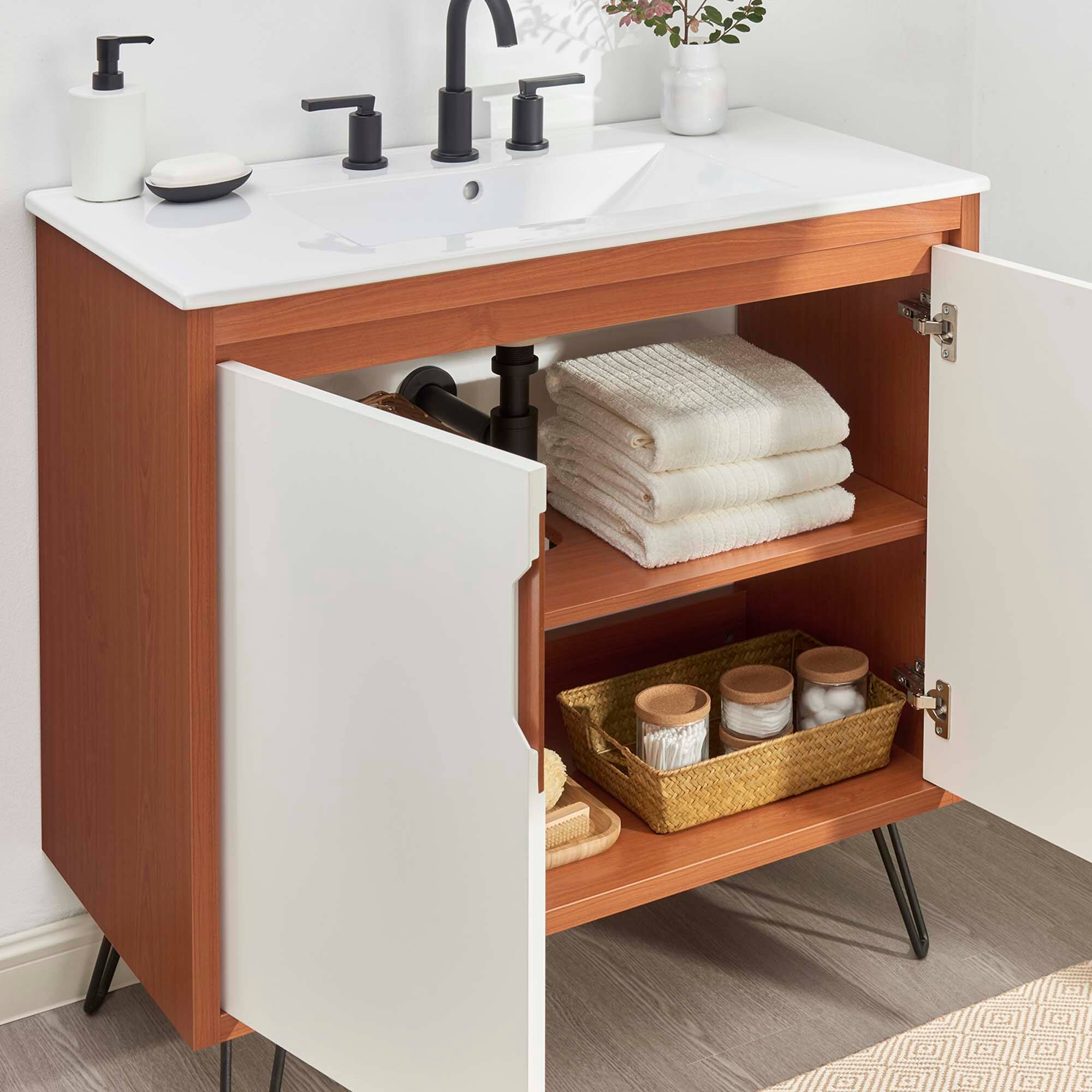 Alt View 5. Modway - Energize Bathroom Vanity Basin Included by Modway - Cherry-White-White.