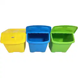 Redmon - 10-Gal Stackable Shutter Bins, 3-Piece Recycling Storage Set, Multi-Color - Multicolor