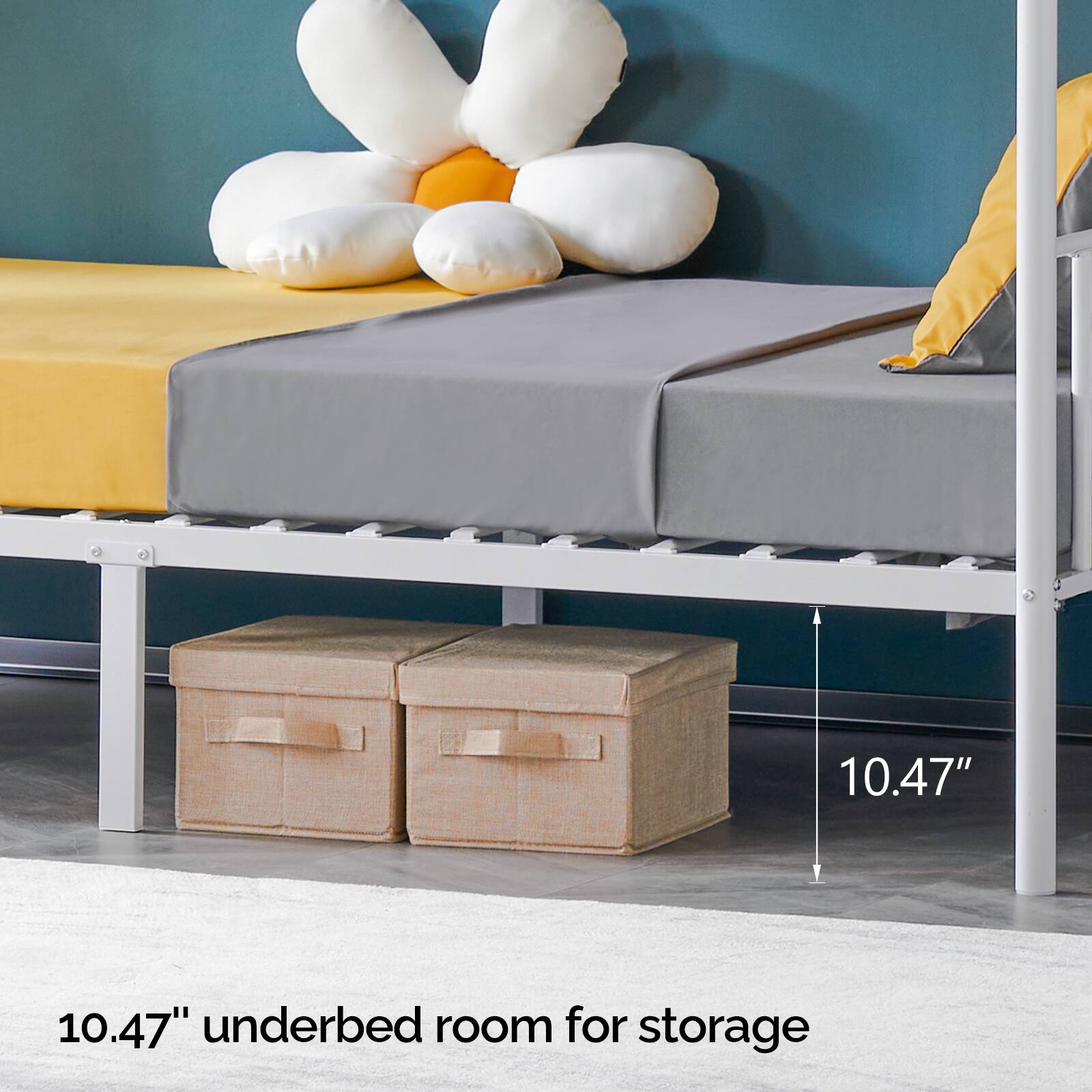 10.47" underbed room for storage