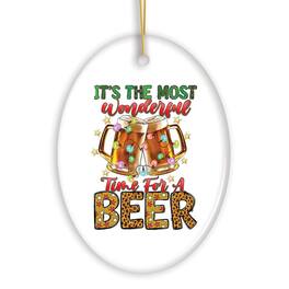 OrnamentallyYou - Its The Most Wonderful Time for a Beer Festive Party Themed Christmas Ornament - Multi-colored