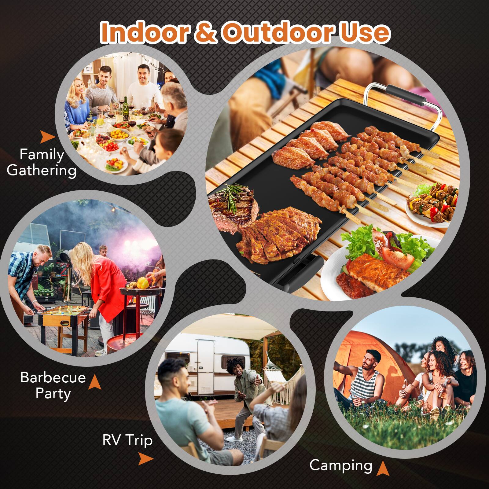 Indoor & Outdoor Use

- Family Gathering
- Barbecue Party
- RV Trip
- Camping