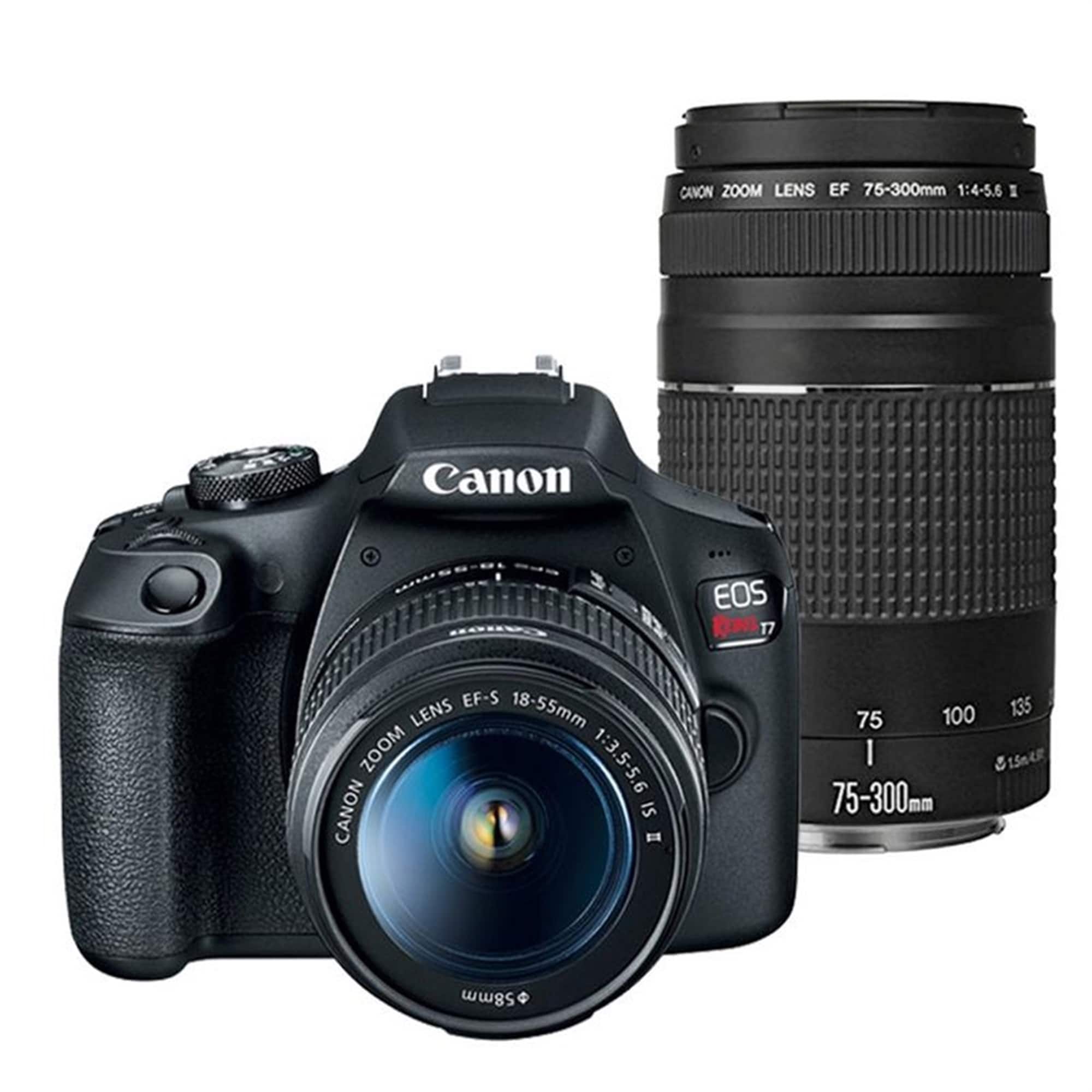 EOS Rebel T7 DSLR Camera with Canon EF S 18 55mm IS II + EF 75