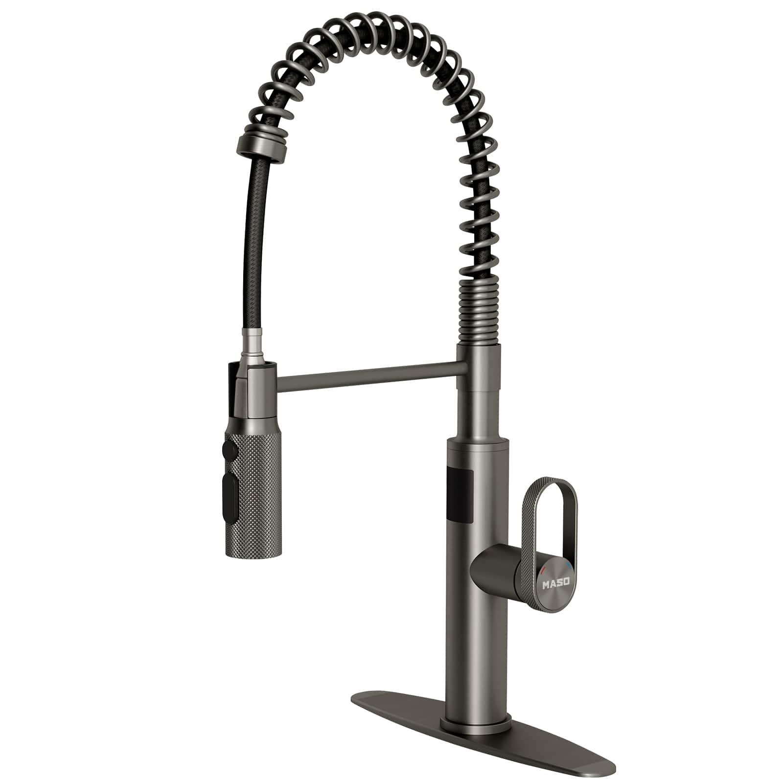 Pull-Out Kitchen Faucet with 360° Swivel Modern Black Rubber Neck Single Handle Single Hole Sink Faucet 2 Spray Modes price history on PriceWatchPro