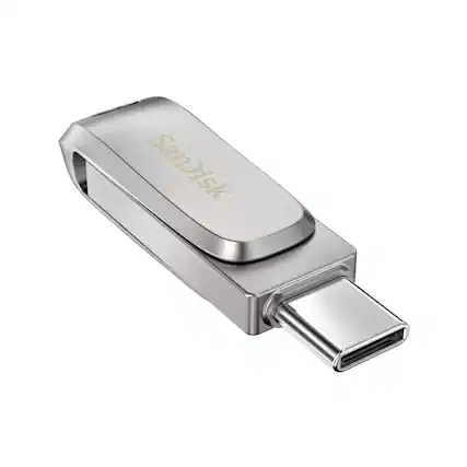 Front. SanDisk - SanDisk 32GB Ultra Luxe SDDDC4-032G-G46 USB 3.1 Dual A+C Flash Drive - Silver.