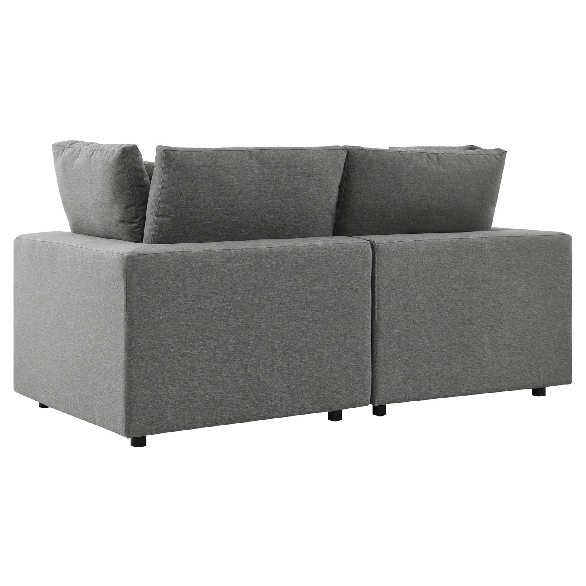 Alt View 1. Modway - Commix Overstuffed Outdoor Patio Loveseat by Modway - Charcoal.