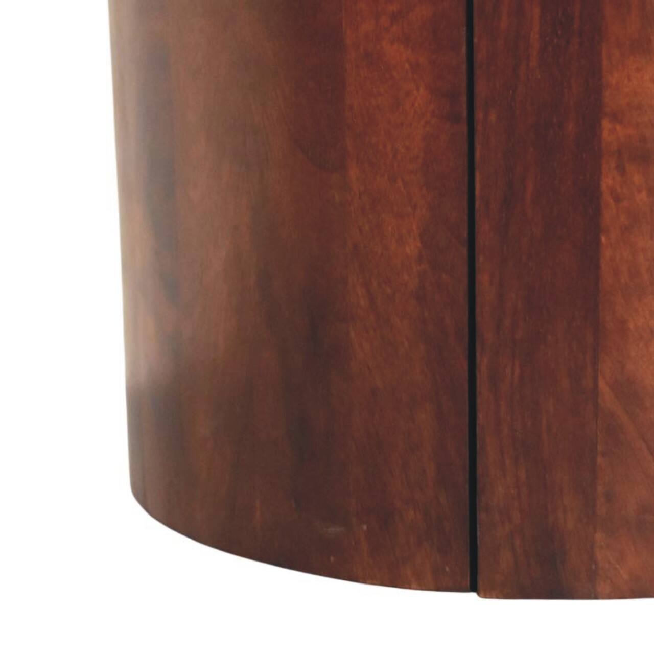 Alt View 2. Artisan Furniture - Artisan Furniture  Solid wood Winewood Round Side Cabinet, 3 Inside Shelves, Dark Brown - Dark Brown.
