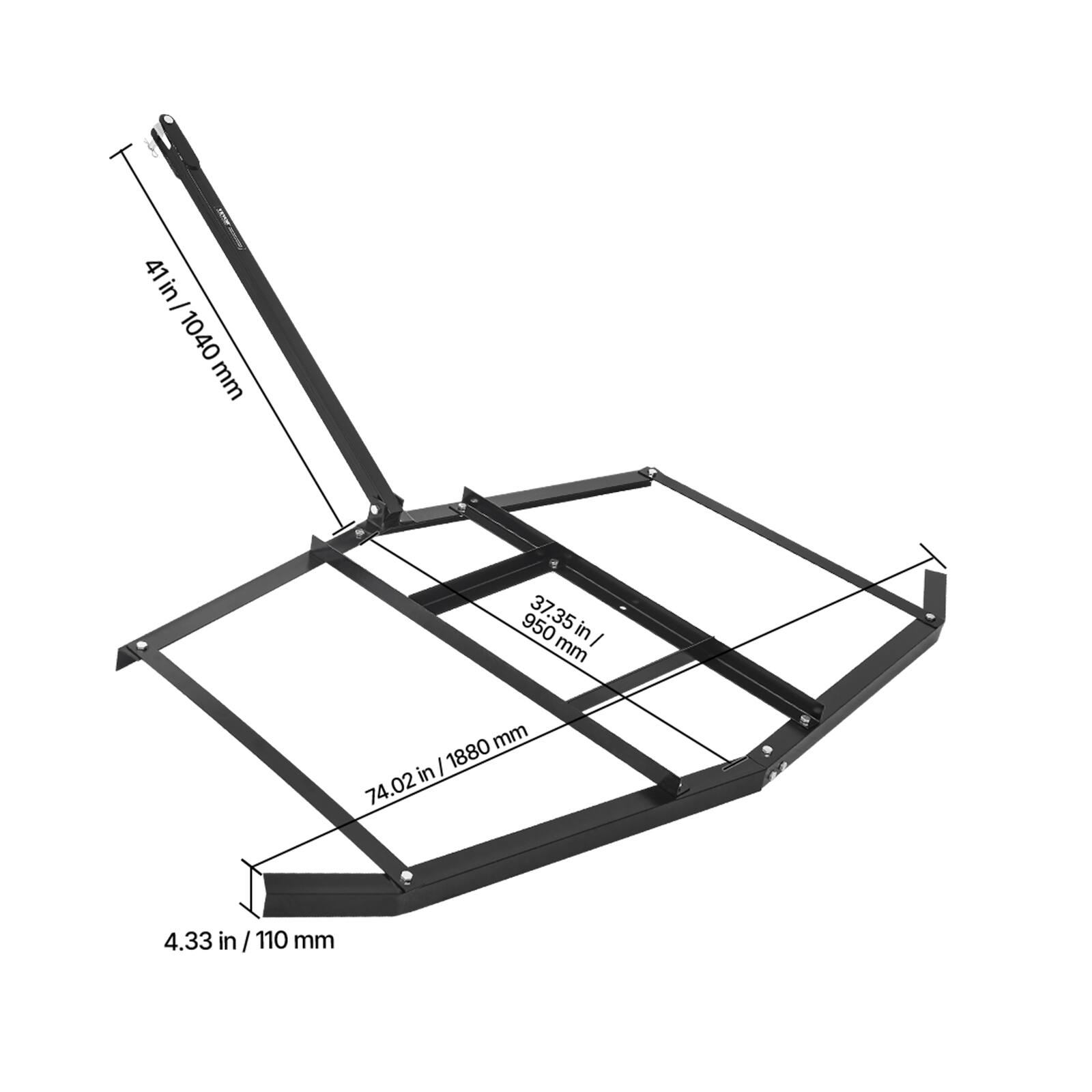 41 in/1040 mm, 950 mm, 37.35 in, 1880 mm, 74.02 in, 4.33 in/110 mm