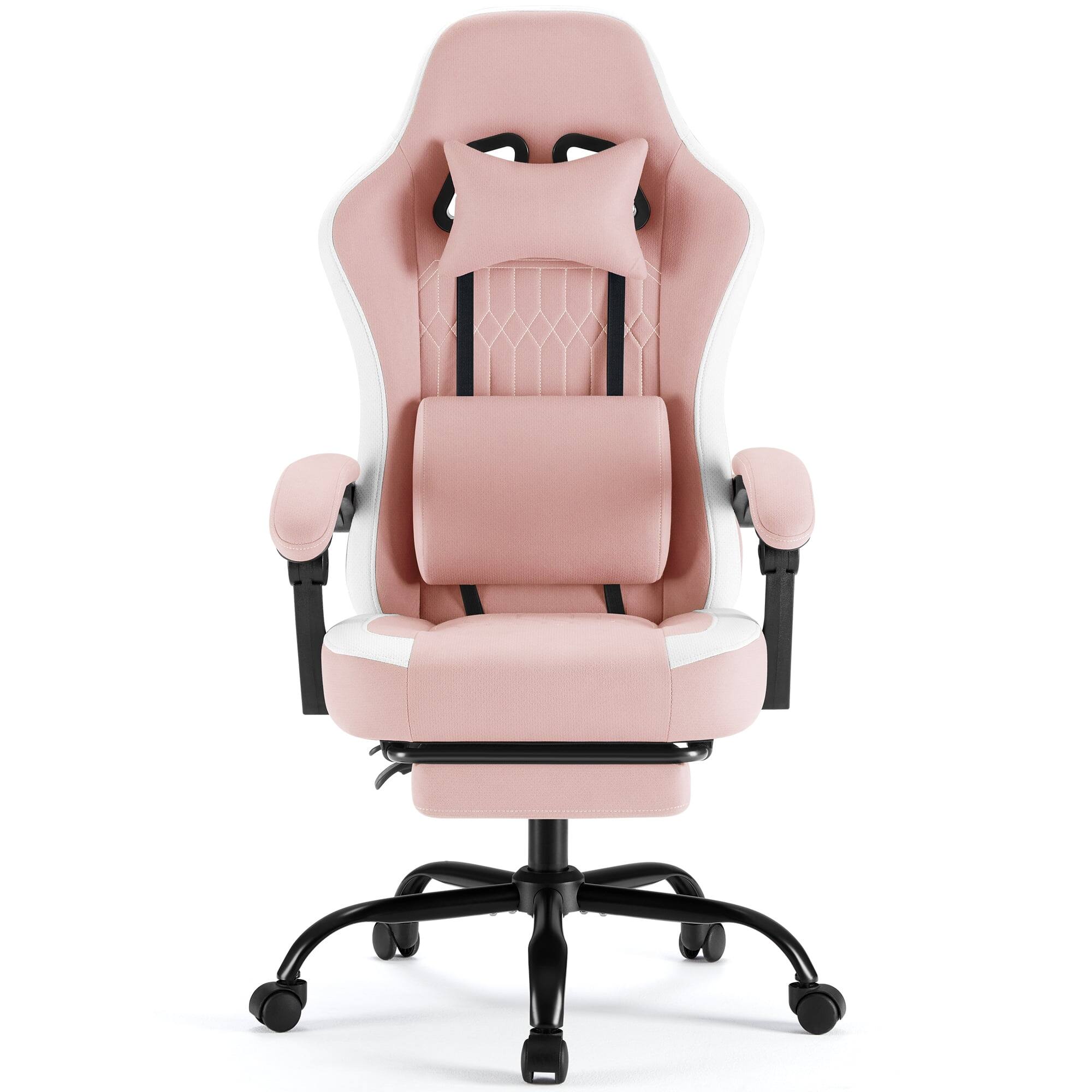 Front. AOITUN - Gaming Chair with Footrest, Ergonomic High Back Computer Desk Chair with Headrest and Armrests, Pink - Pink.