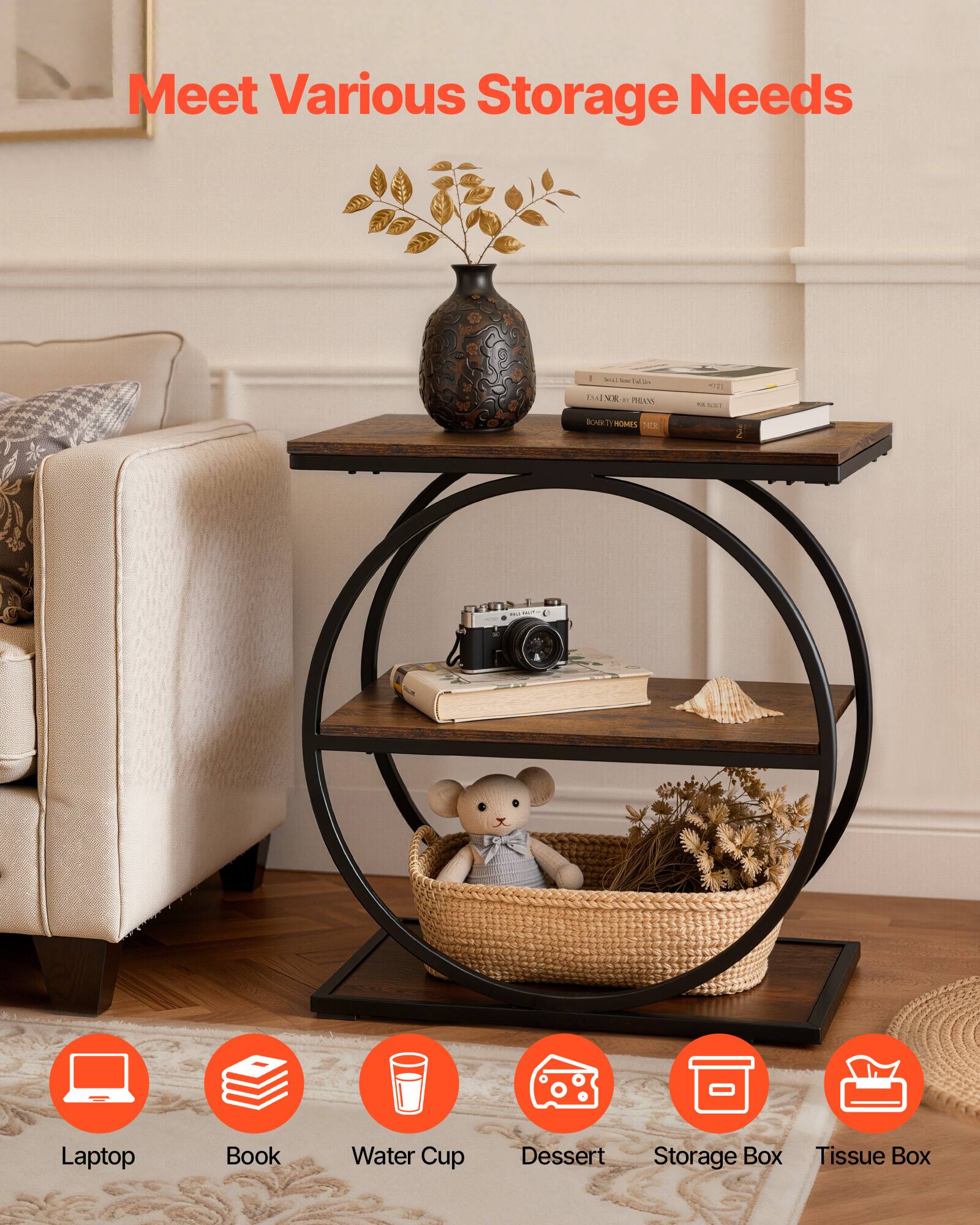 Meet Various Storage Needs

- Laptop
- Book
- Water Cup
- Dessert
- Storage Box
- Tissue Box