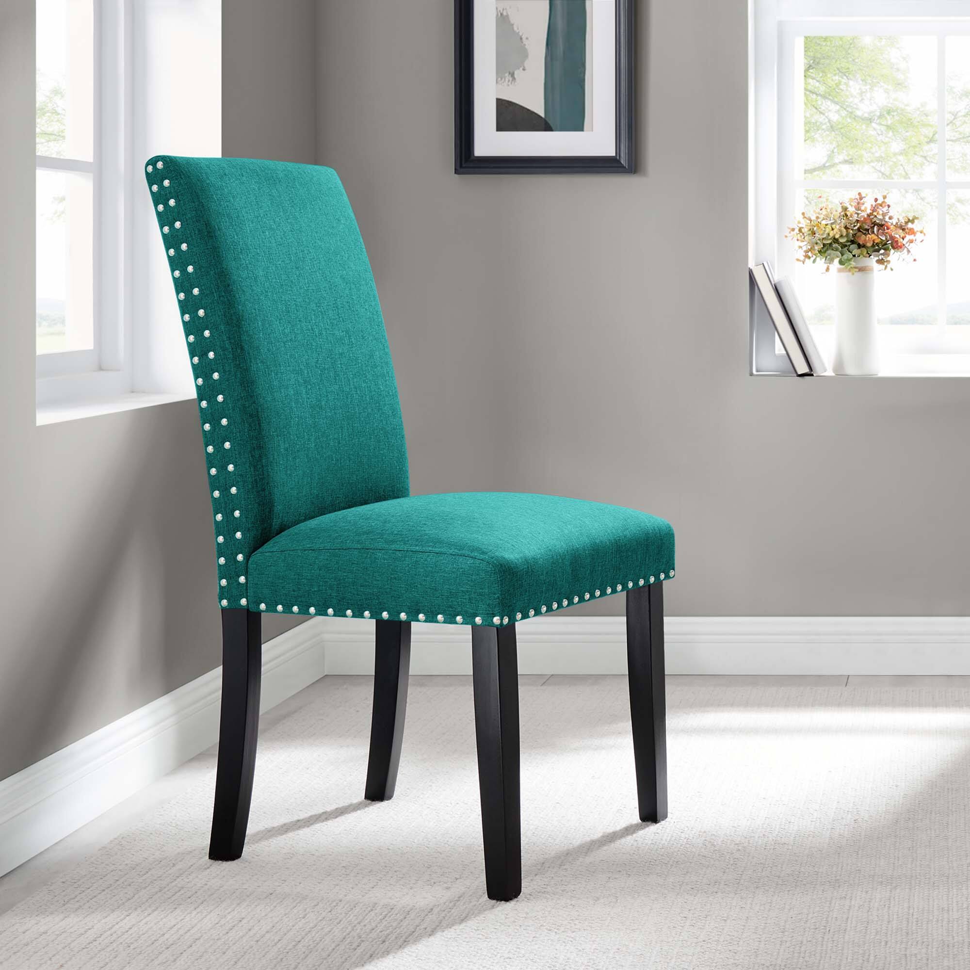 Parcel Dining Upholstered Fabric Side Chair by Modway - Teal
