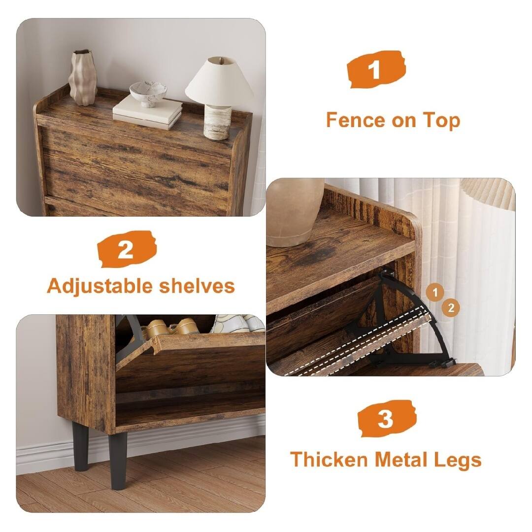1. Fence on Top  
2. Adjustable shelves  
3. Thicken Metal Legs