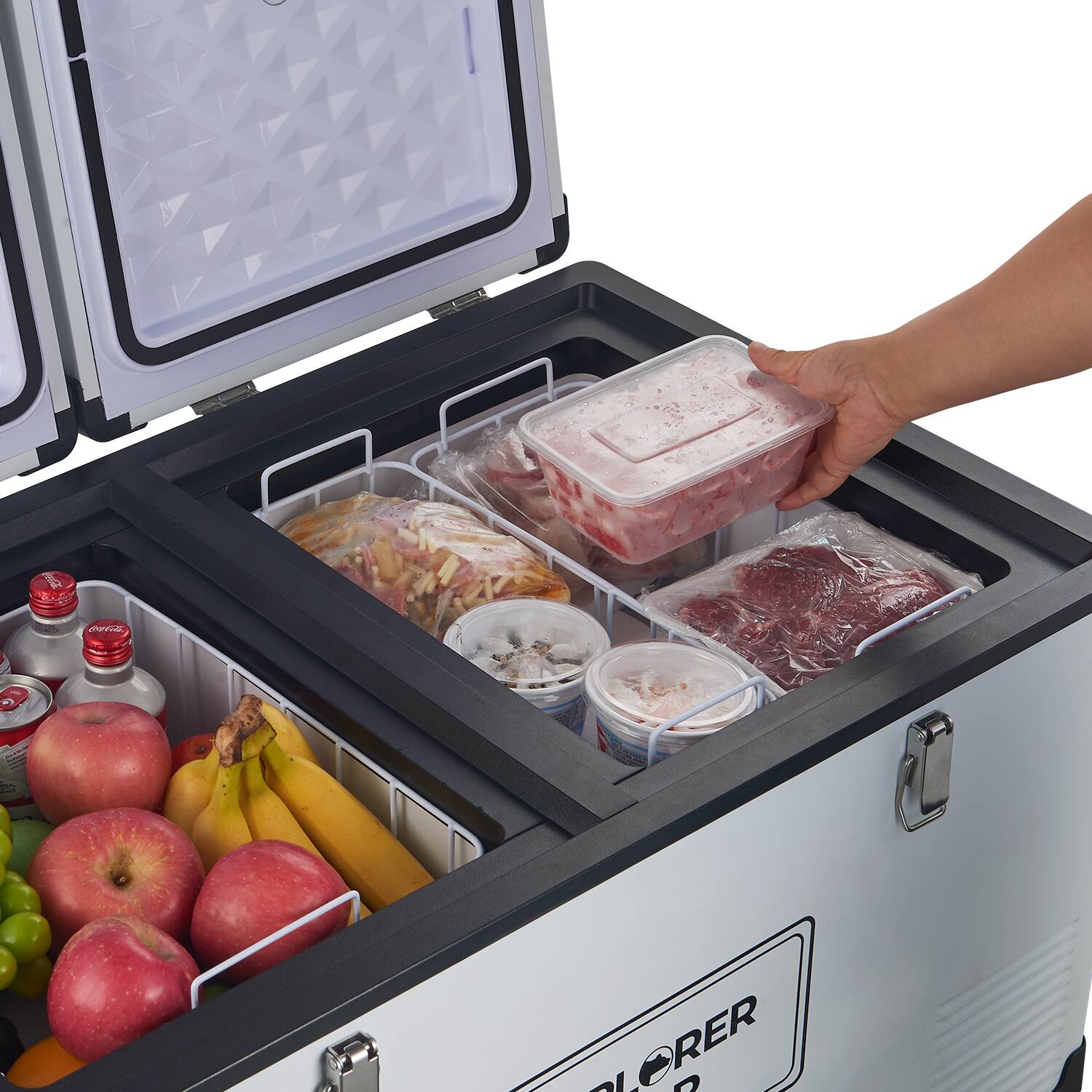 Alt View 4. Explorer Bear - Explorer Bear EX75DW 79.3QT/75L 12/24V Dual Zone Portable Electric Fridge Freezer - Polar White.