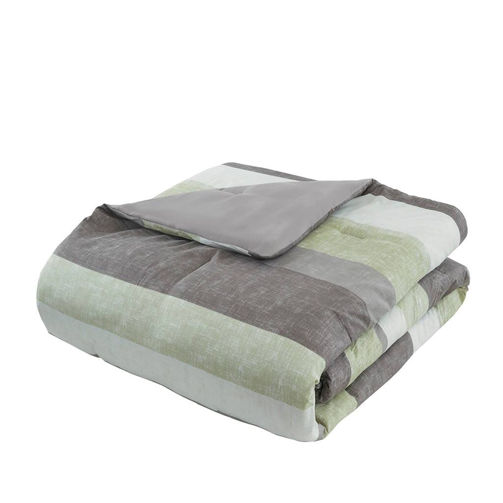 Alt View 4. Gracie Mills - Gracie Mills Ware Striped Comforter Set with Bed Sheets - Green/Grey.