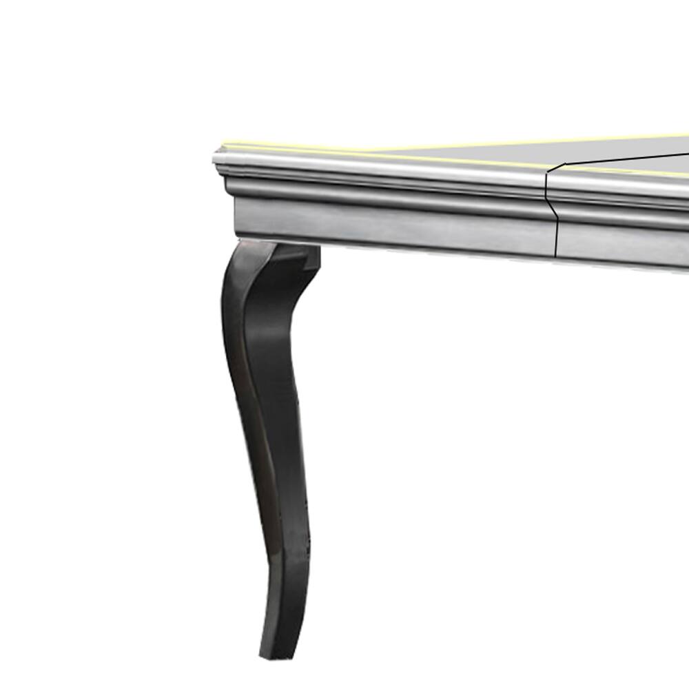 Alt View 1. Manhattan Lane - Wood and Mirror Dining Table with Extendable Leaf, Gray and Silver - Gray and Silver.