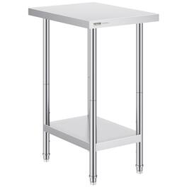 VEVOR - Stainless Steel Prep Table, 24 x 18 x 34 Inch, 640 lbs Load Capacity, Heavy Duty Metal Worktable - Silver