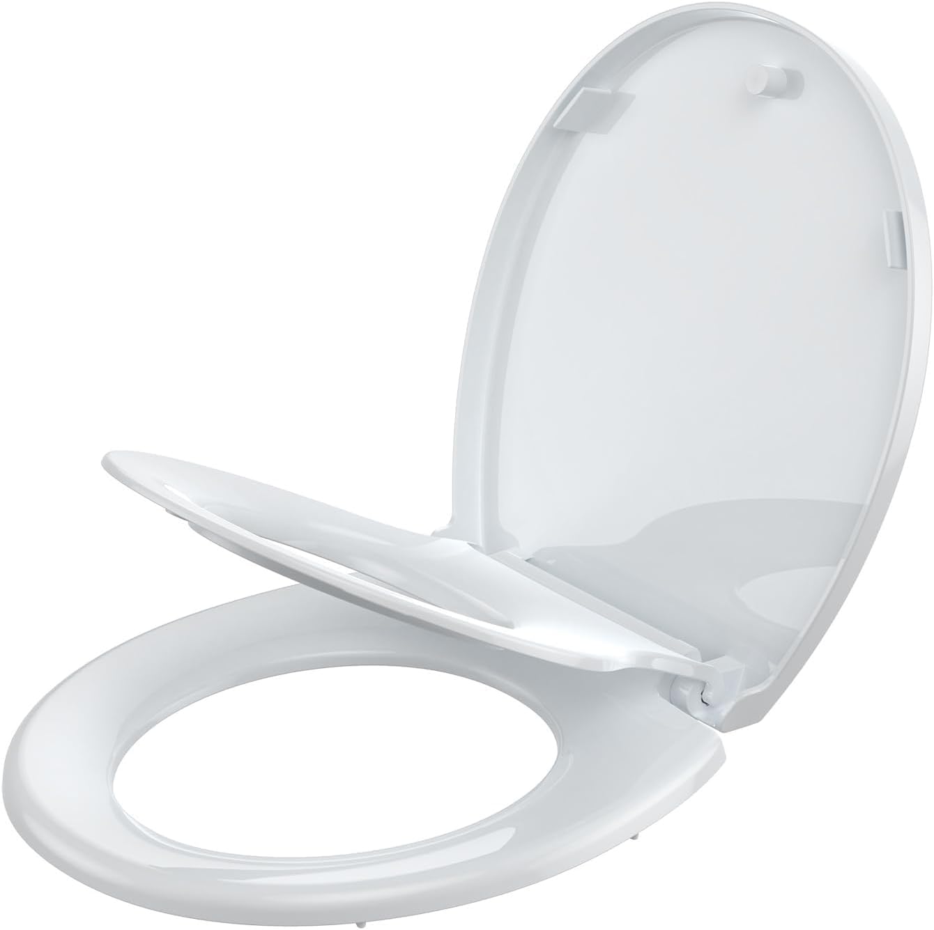 Front. GARVEE - 1 Pcs Toilet Seat Round with Built-in Toddler Potty Training Seat, Slow Close Toilet Seat(White,19'') - White.