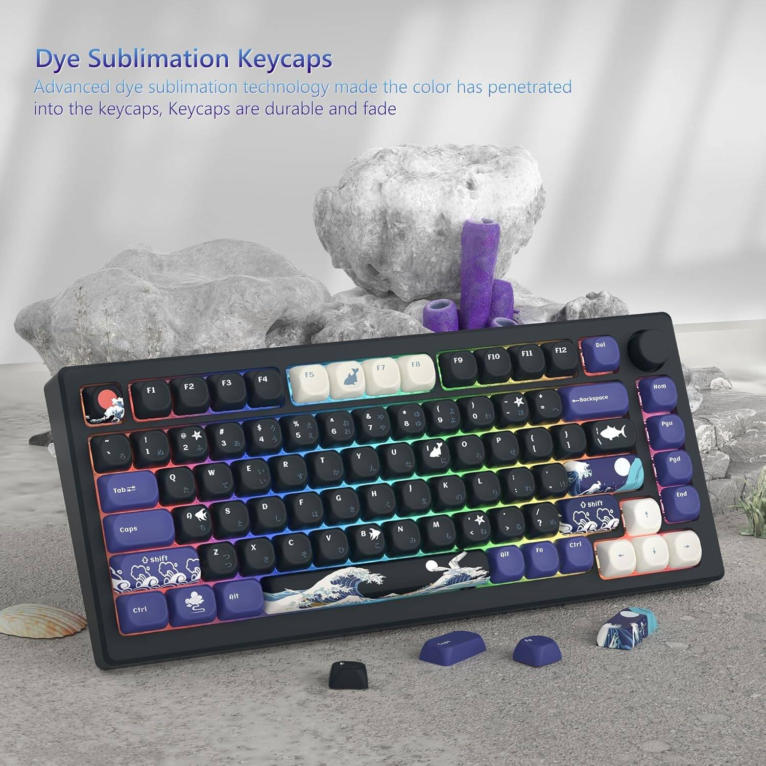 Womier PBT Keycaps, Kanagawa Theme MOA Keycaps forMost US Layout