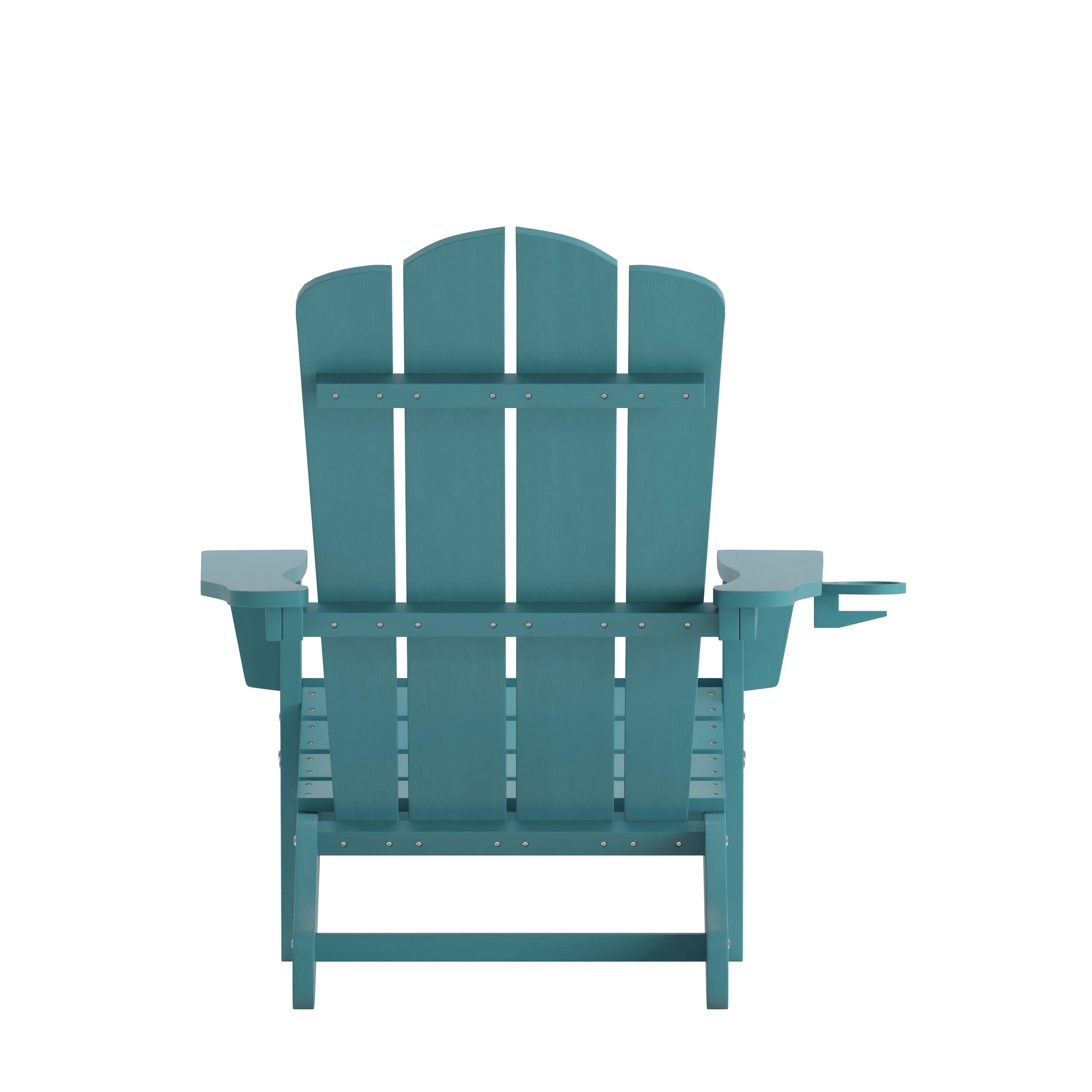 Alt View 7. Emma + Oliver - Tiverton Adirondack Chair with Cup Holder, Weather Resistant HDPE Adirondack Chair - Blue.