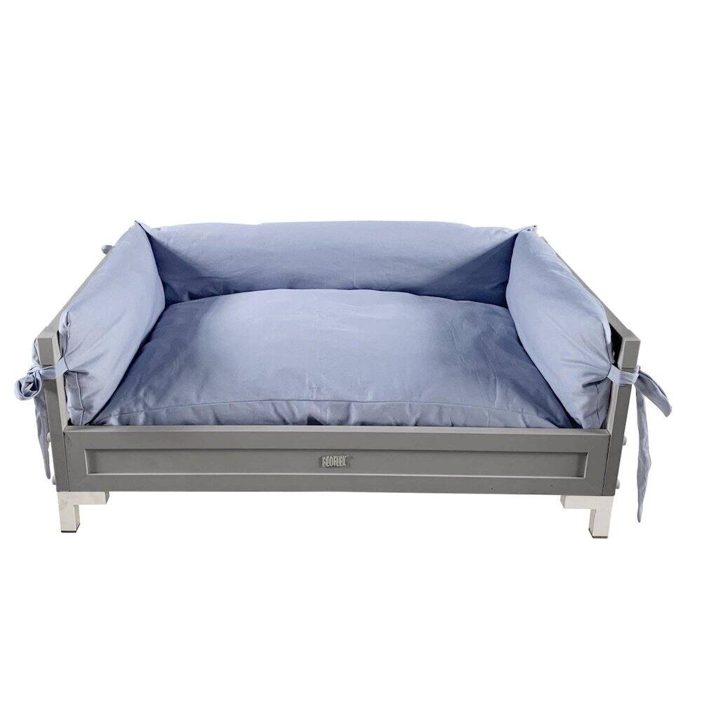 Front. New Age Pet - ECOFLEX Manhattan Raised Dog Bed with Cushion - Grey - Grey.