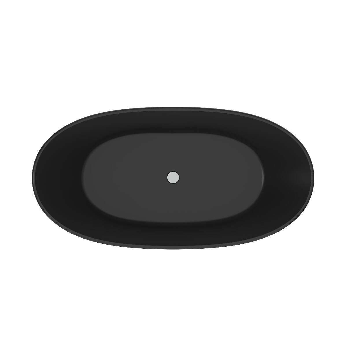 Alt View 7. Loheer - Loheer 61 in Freestanding Solid Surface Soaking Bathtub, Matte Black Oval Tub with Center Drain - Black.