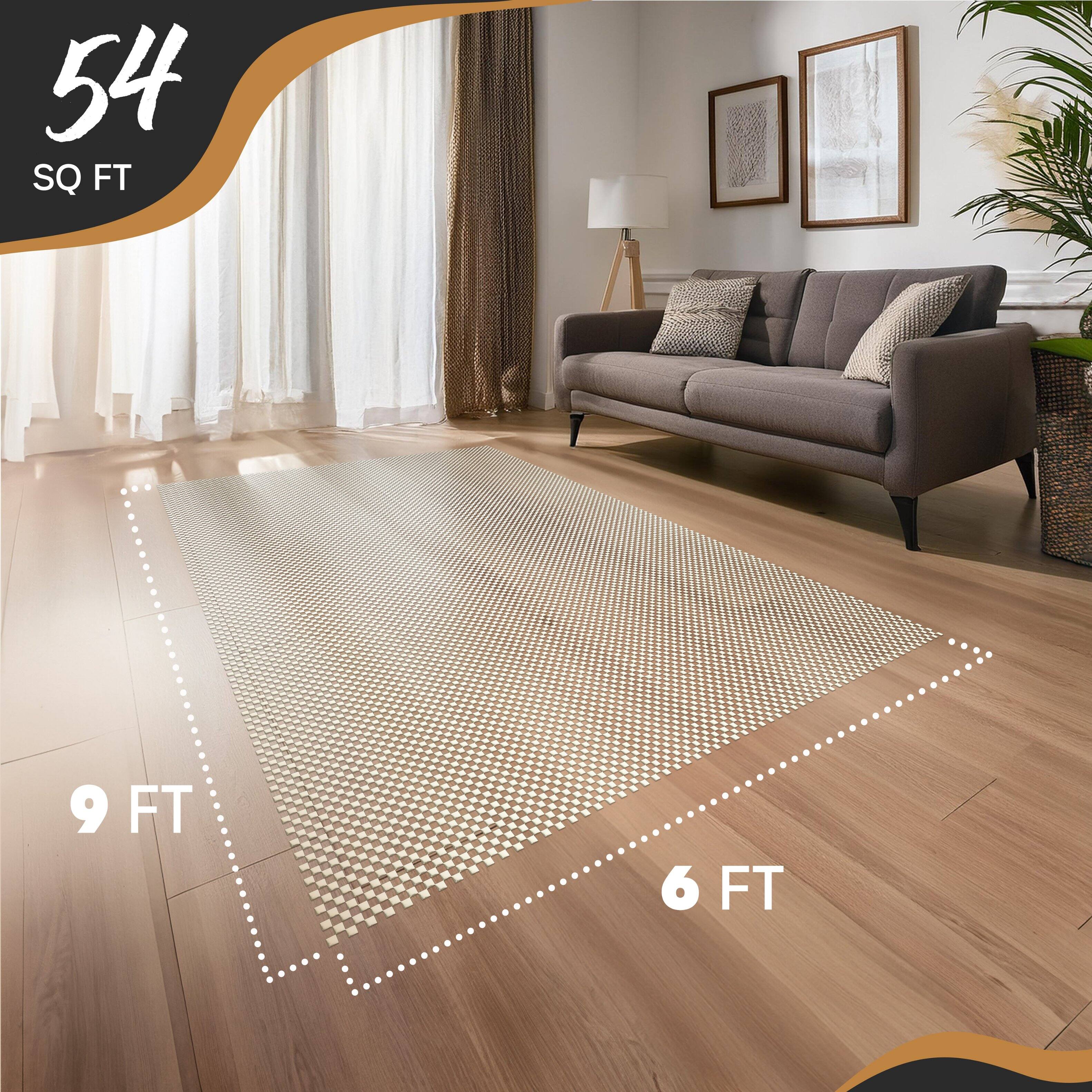 Back. Nevlers - 6 ft x 9 ft White Non Slip Rug Gripper Pad for Hard Surface Flooring - White.