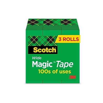 Scotch - Magic Invisible Clear Tape Refill, 1" x 72 yds., 3" Core, Clear, 3 Rolls/Pack (810-72-3PK)
