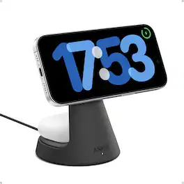 Anker - MagSafe Compatible 2-in-1 Charging Stand, iPhone 16 Wireless Charger - Black