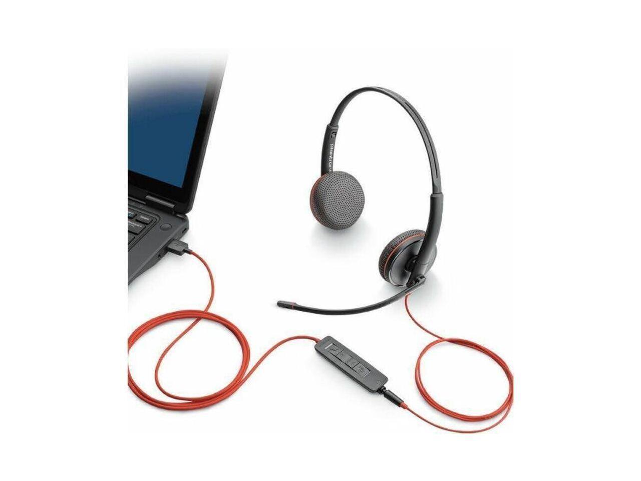 Alt View 9. HP - Poly Blackwire C3220 USB-C Stereo Headset - Noise Cancelling Mic - Black - Black.