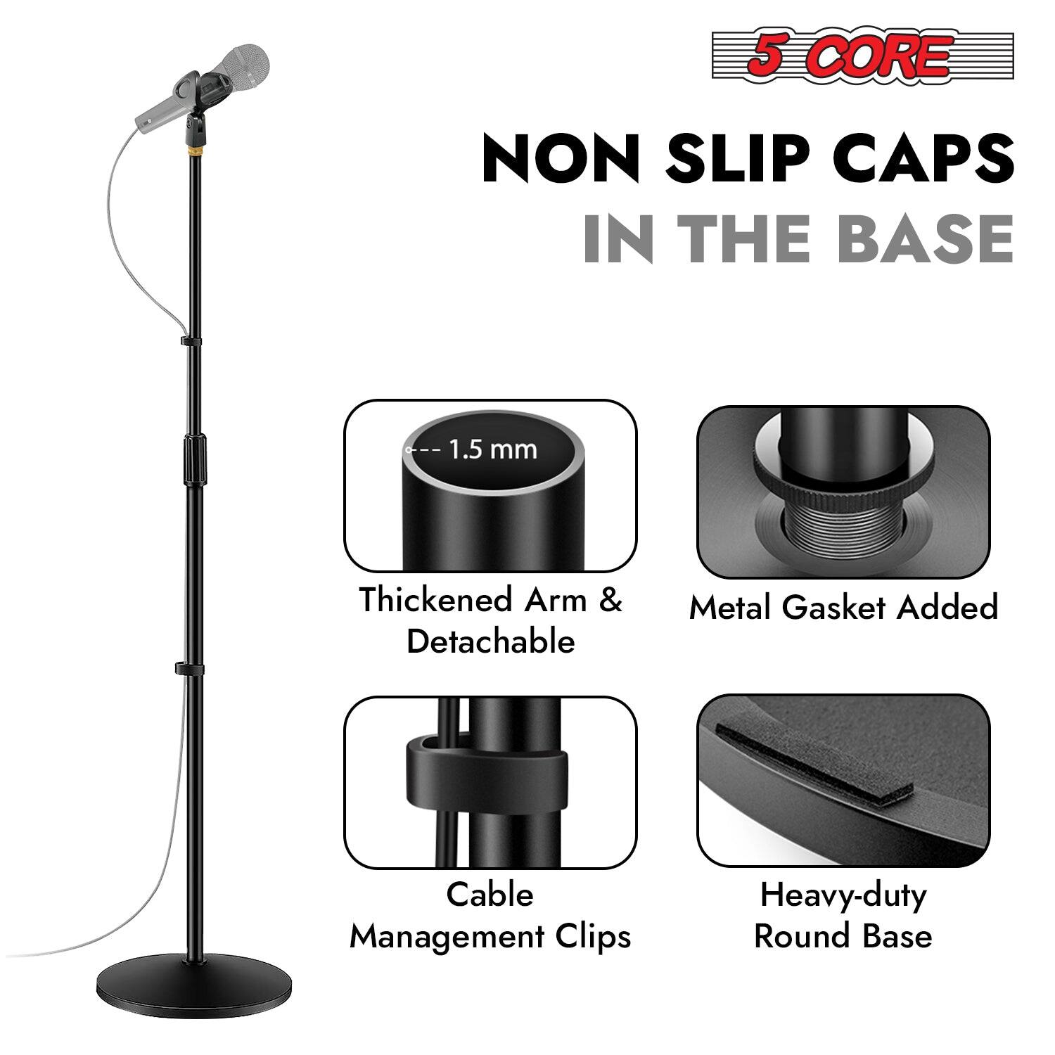 5 CORE NON SLIP CAPS IN THE BASE -- 1.5 mm Thickened Arm & Detachable Metal Gasket Added Cable Management Clips Heavy-duty Round Base