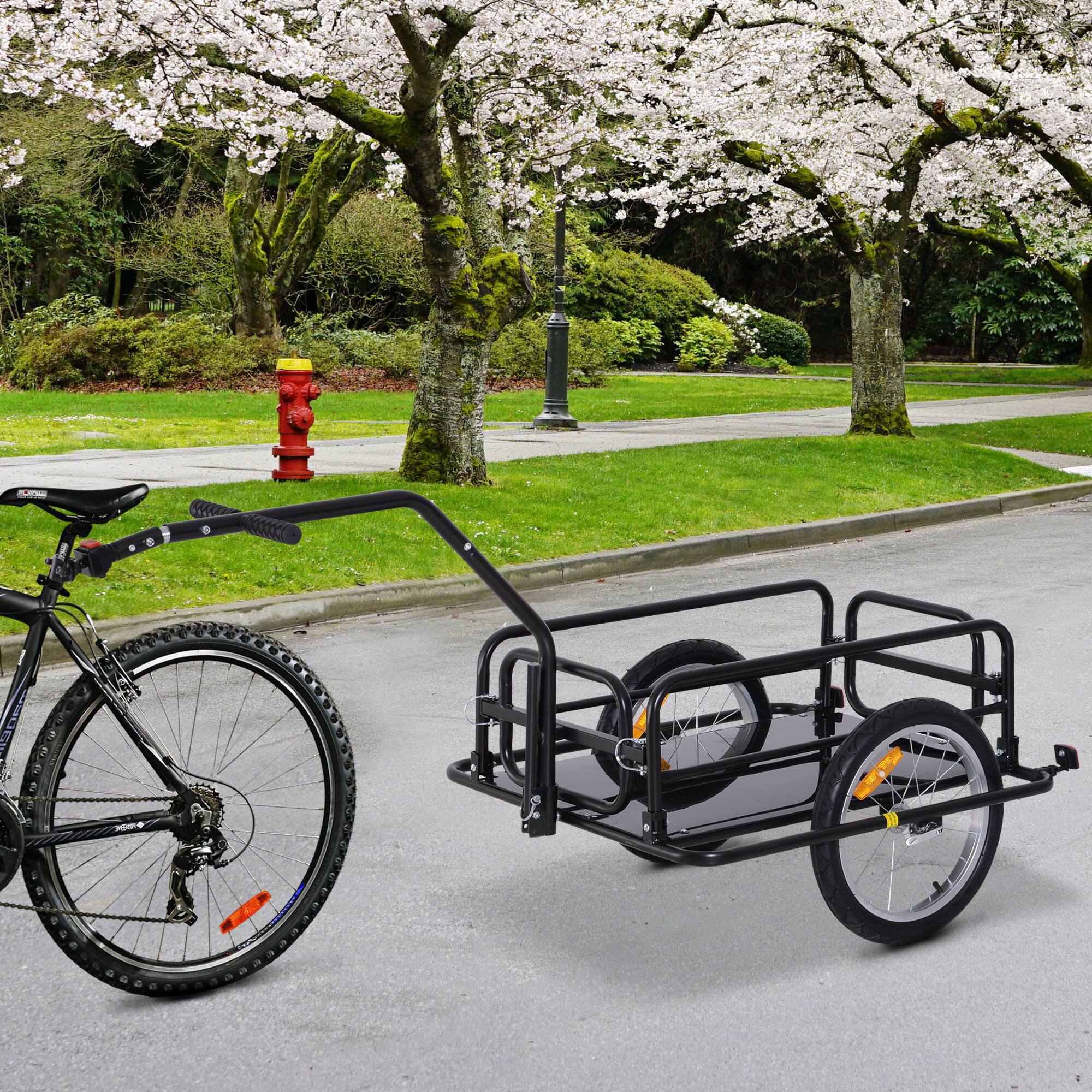 Angle. Aosom - Aosom Bike Cargo Trailer, Bicycle Trailer, Heavy-Duty Bike Wagon Cart, Foldable Compact Storage - Black.