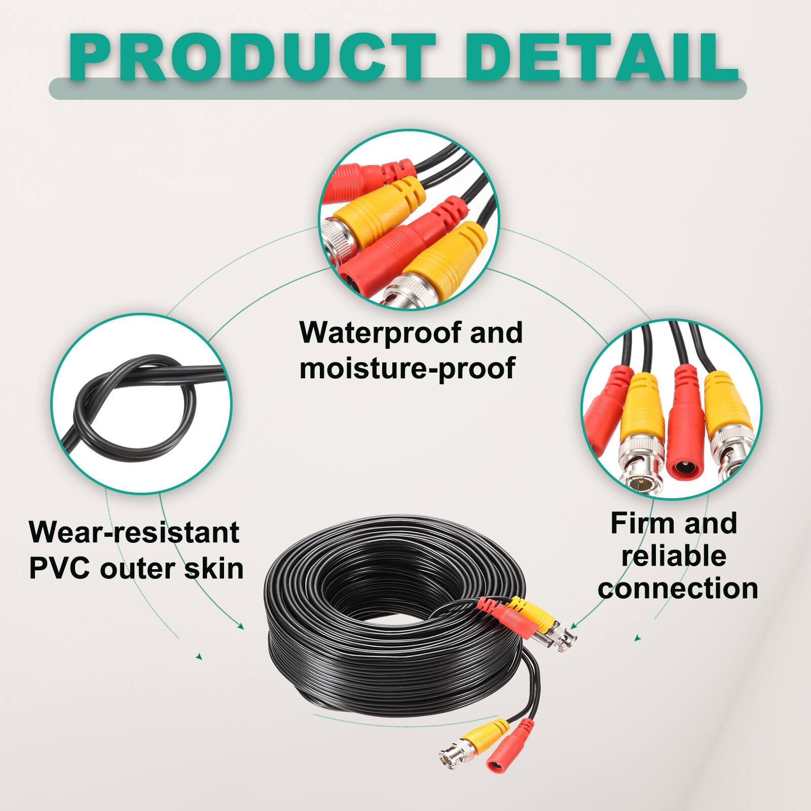 PRODUCT DETAIL

- Waterproof and moisture-proof
- Wear-resistant PVC outer skin
- Firm and reliable connection