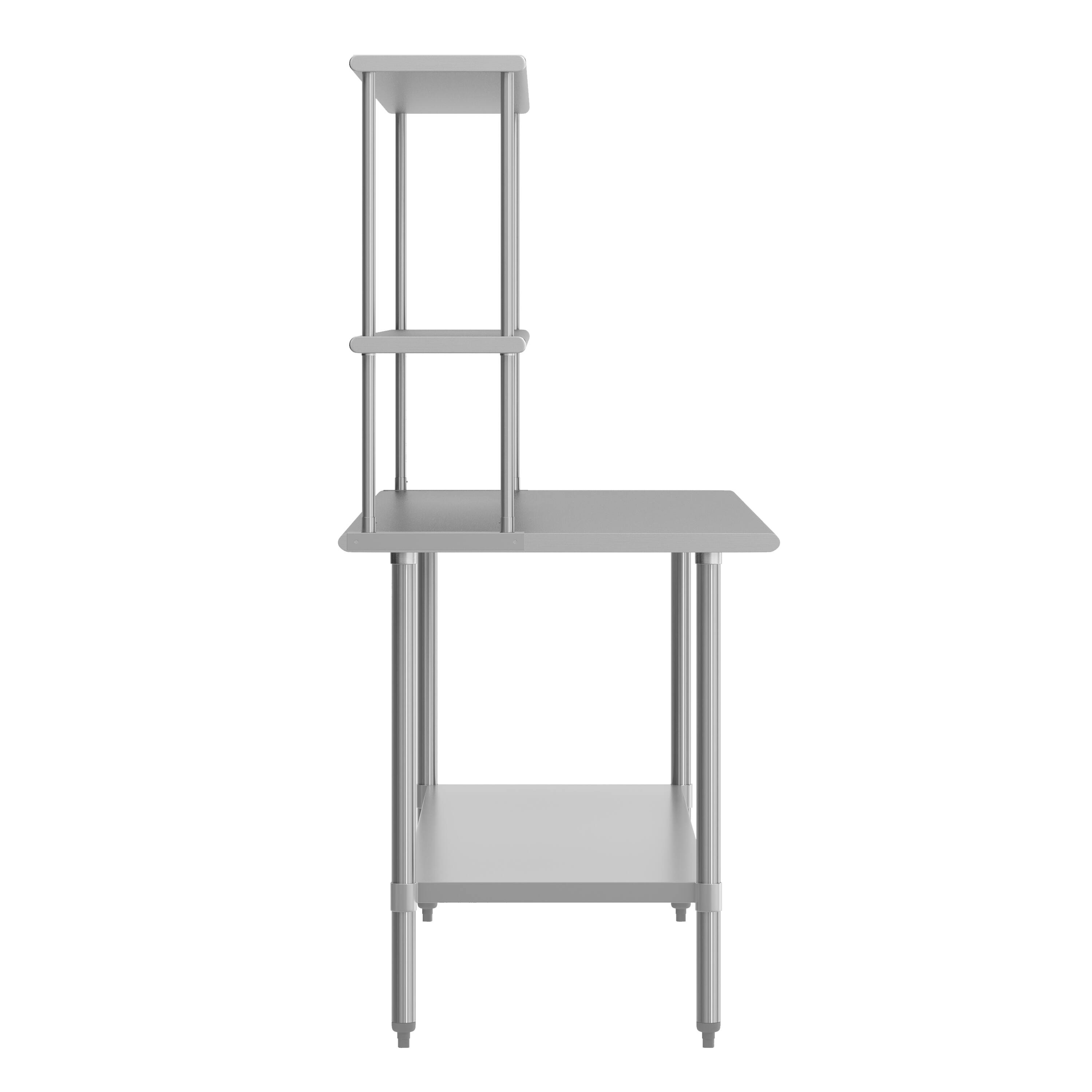 Left. Flash Furniture - Reader Portable Prep and Work Table with NSF Certified 18 Gauge Stainless Steel Top Shelf and Double Overshelves and Gal - Gray.
