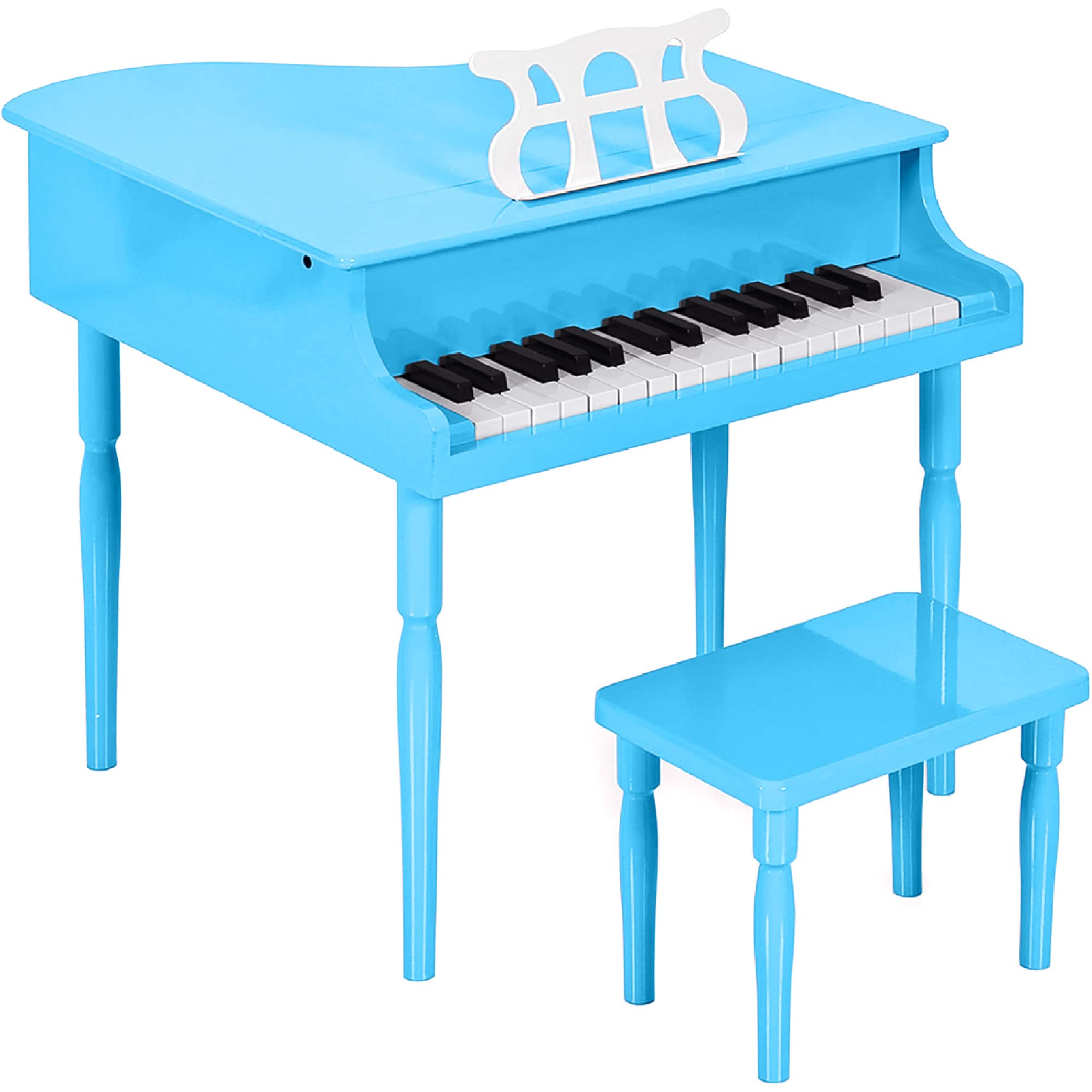 Front. Best Choice Products - Best Choice Products Kids Classic 30-Key Mini Piano w/ Lid, Bench, Folding Music Rack, Song Book, Stickers - Light Blue - Light Blue.