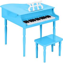 Best Choice Products - Kids Classic 30-Key Mini Piano w/ Lid, Bench, Folding Music Rack, Song Book, Stickers - Light Blue
