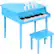 Front. Best Choice Products - Best Choice Products Kids Classic 30-Key Mini Piano w/ Lid, Bench, Folding Music Rack, Song Book, Stickers - Light Blue - Light Blue.