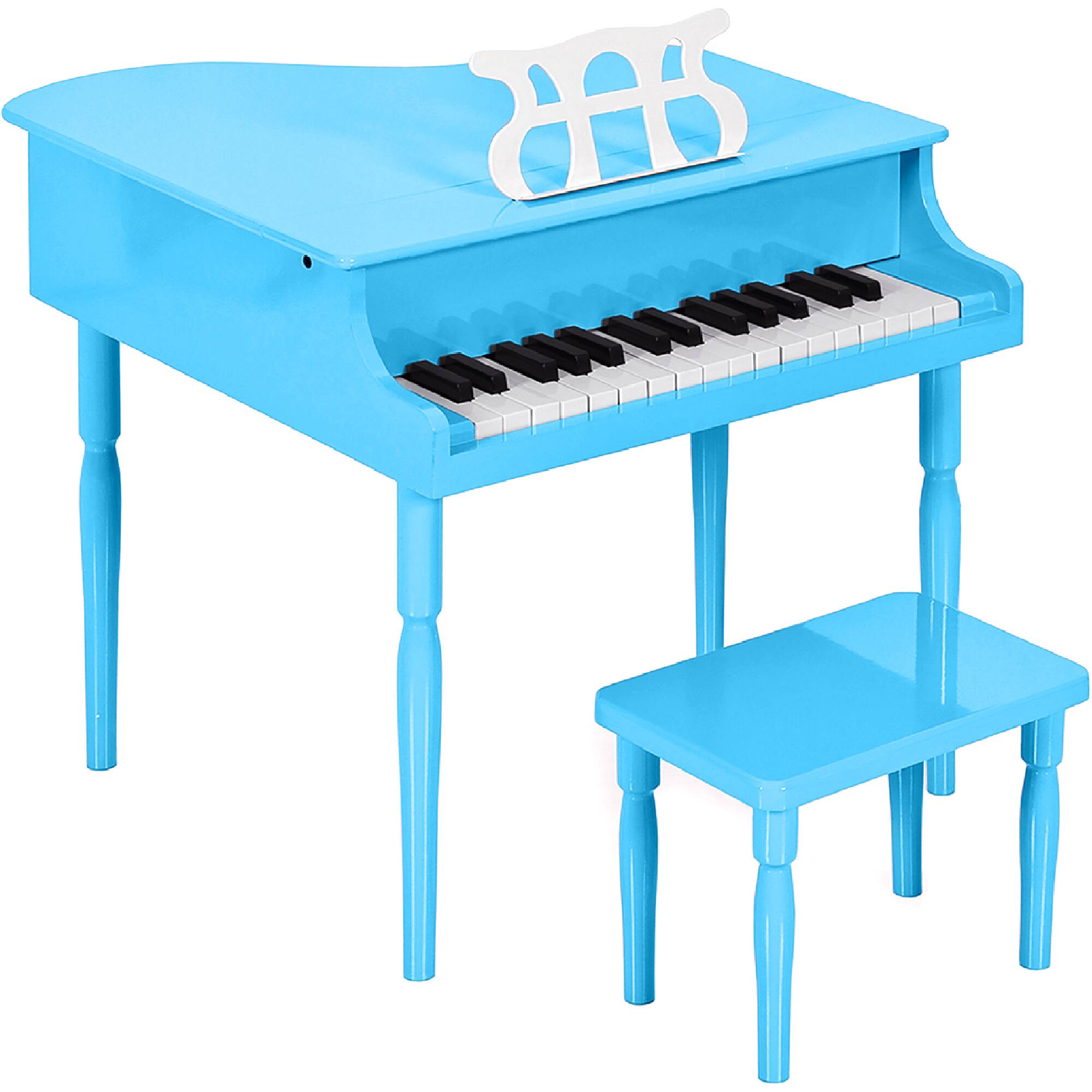 Front. Best Choice Products - Best Choice Products Kids Classic 30-Key Mini Piano w/ Lid, Bench, Folding Music Rack, Song Book, Stickers - Light Blue - Light Blue.