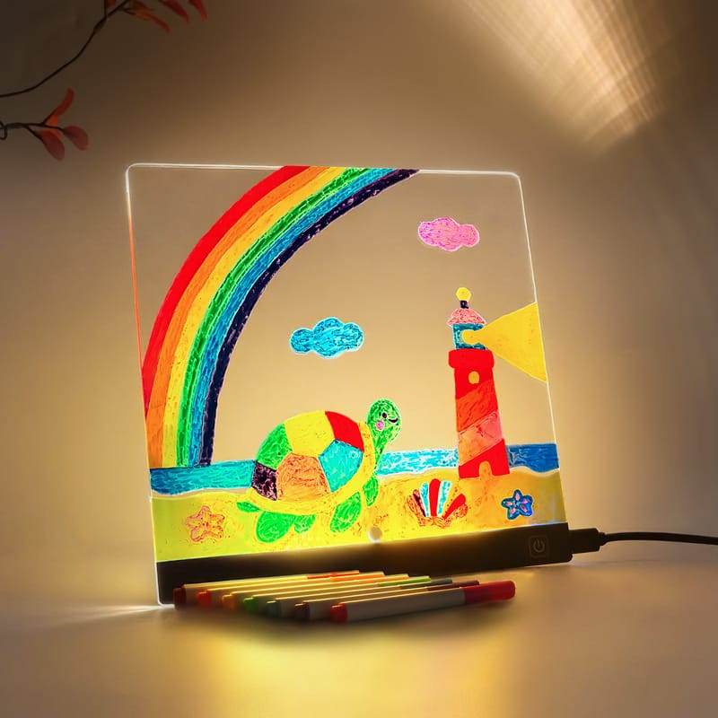 Anysun - Rechargeable LED Drawing Board Type-C Fast Charging, 4 Dynamic Light Effects,On-the-Go, Includes 7 Pens & 5 Templates.