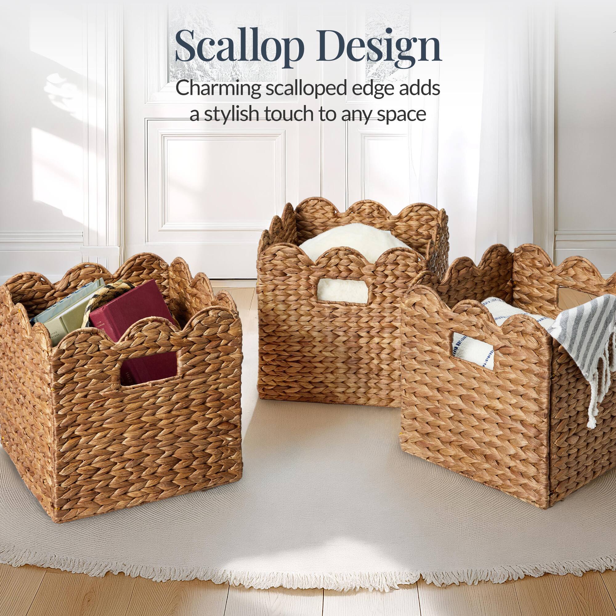 Scallop Design  
Charming scalloped edge adds a stylish touch to any space