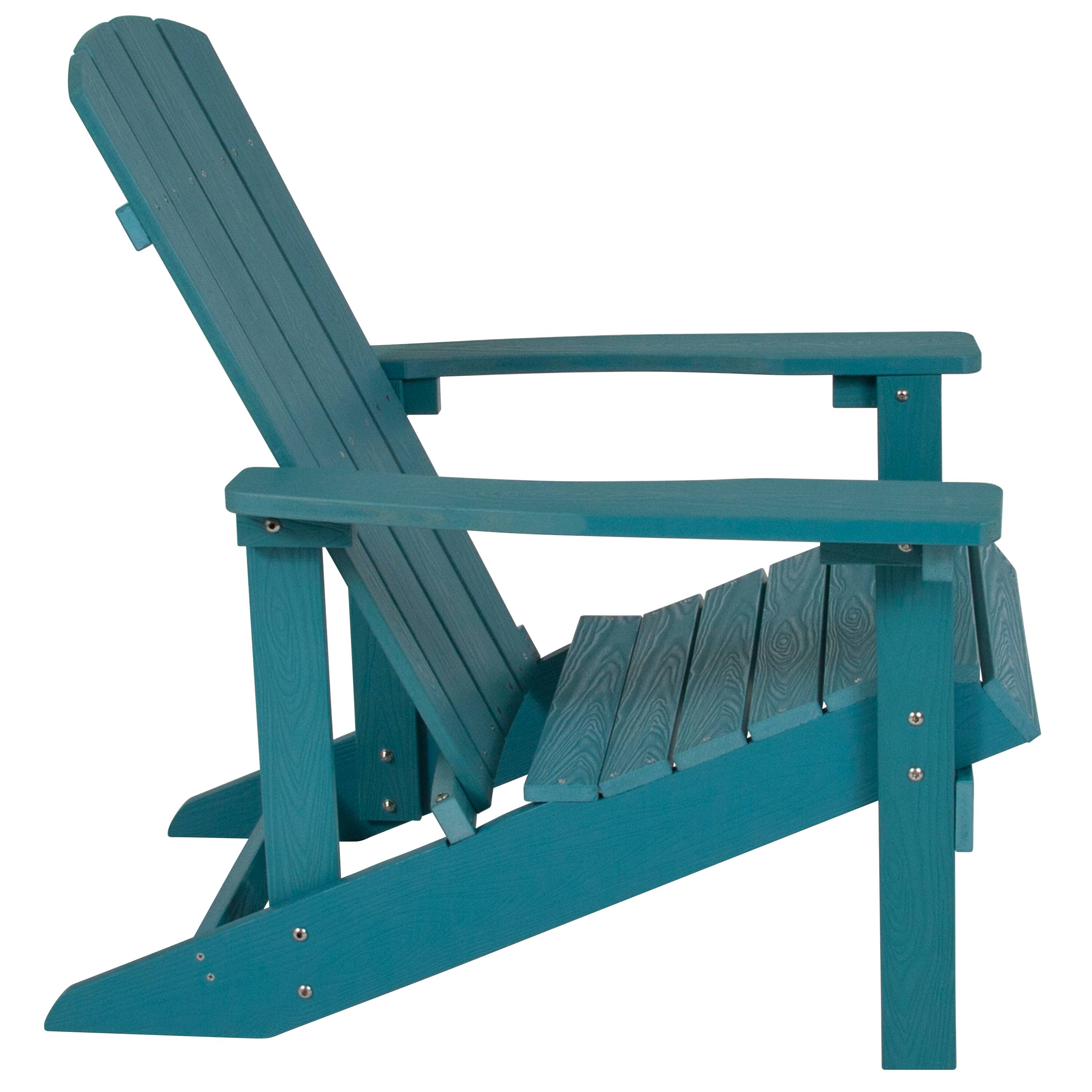 Alt View 7. Emma + Oliver - Three Piece Hammond Adirondack Style Conversation Set with Two Chairs and Matching Side Table for Indoor and Outdoor Use - Sea Foam.