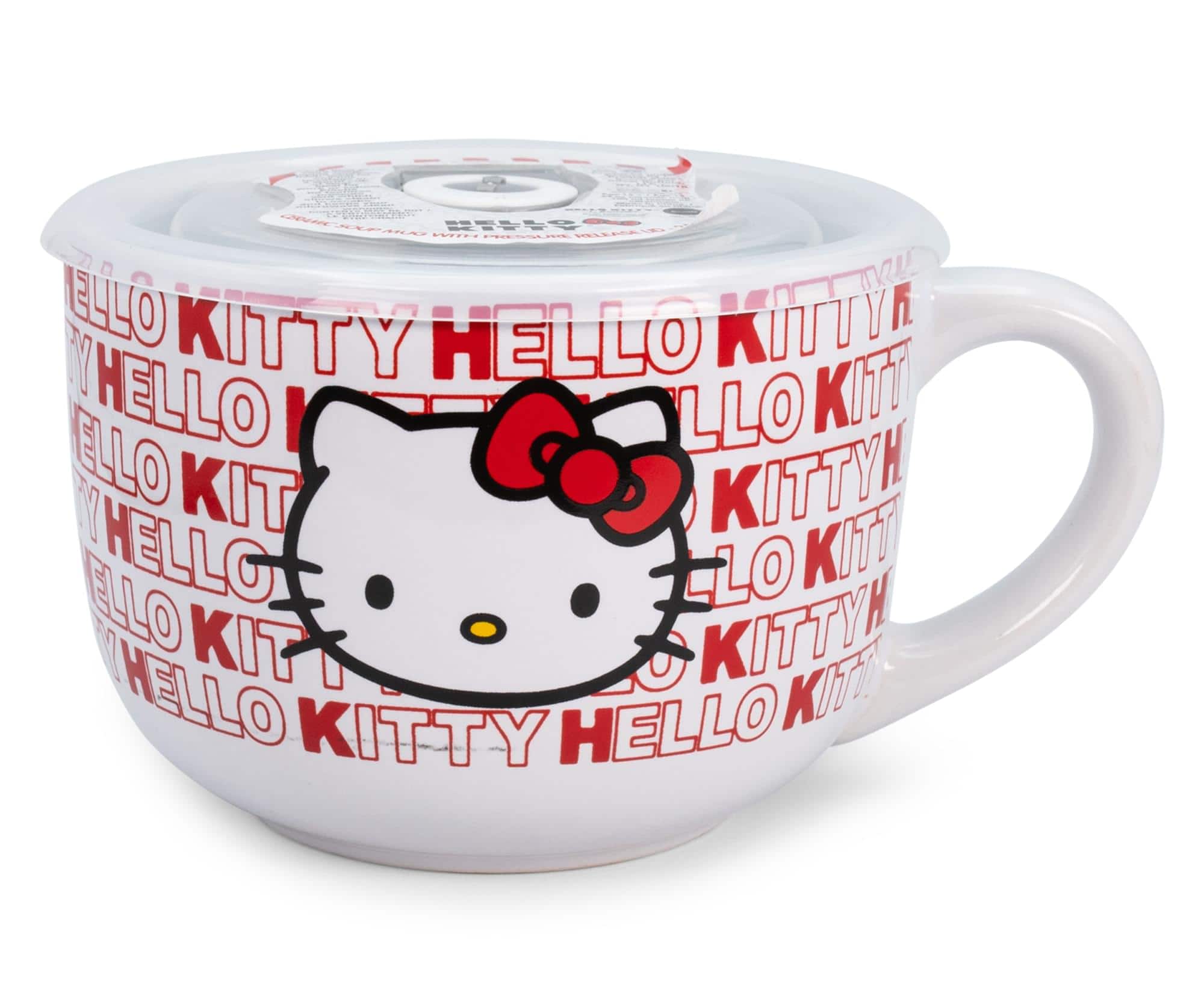 Photos - Mug / Cup Buffalo Silver  - Sanrio Hello Kitty Ceramic Soup Mug with Lid | Holds 24 Ounces - Red KTY616K5 