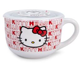 Silver Buffalo - Sanrio Hello Kitty Ceramic Soup Mug with Lid | Holds 24 Ounces - Red