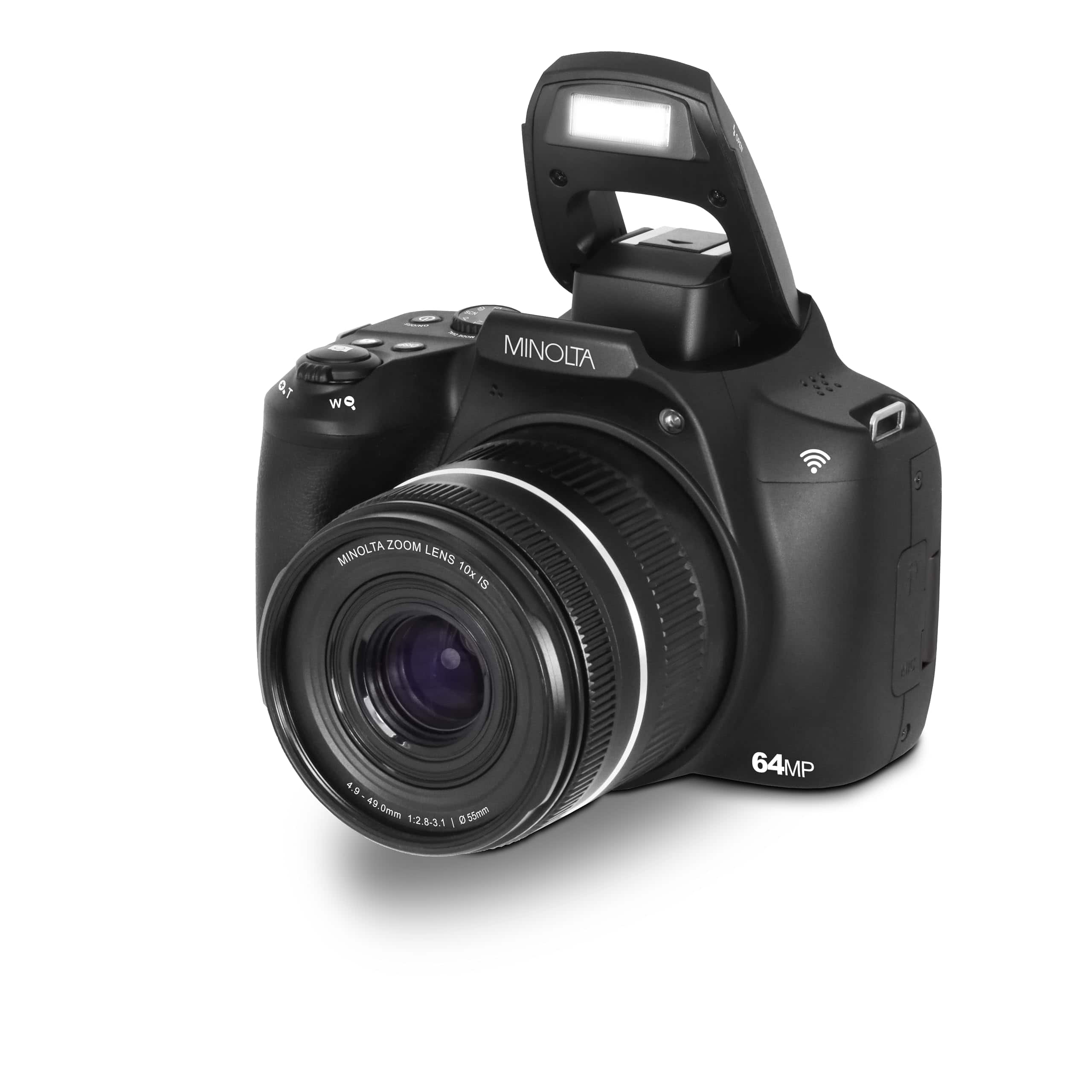 Minolta - 64 Mega Pixels Auto Focus Digital Camera with 10x Optical Zoom, 4K Ultra HD Video and Macro Shooting - Black