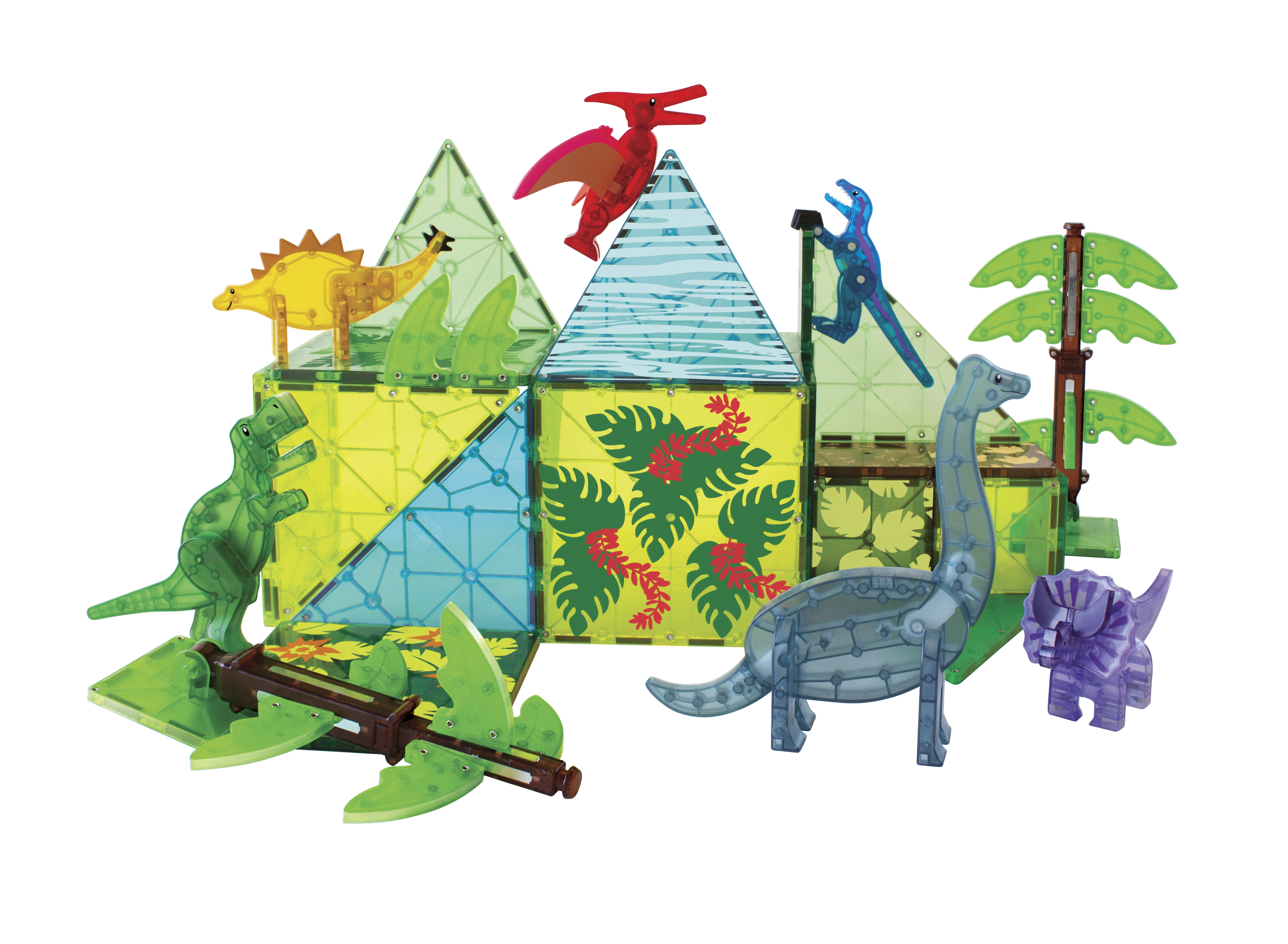 Left. Magna-Tiles - Dino World XL 50-Piece Magnetic Construction Set, THE ORIGINAL MAGNA-TILES.