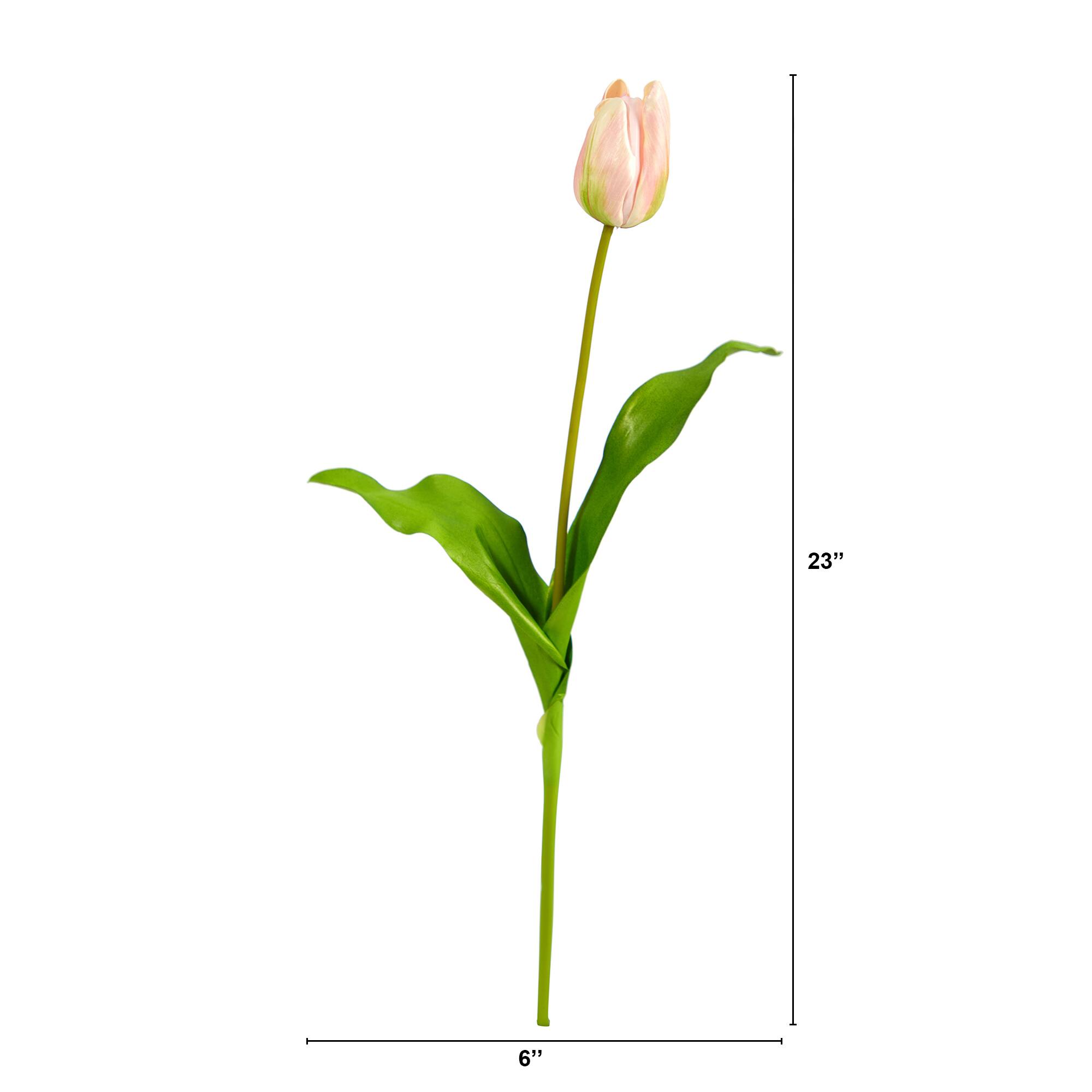 Angle. BreeBe - 23" Dutch Tulip Artificial Flower (Set of 12) - Pink.