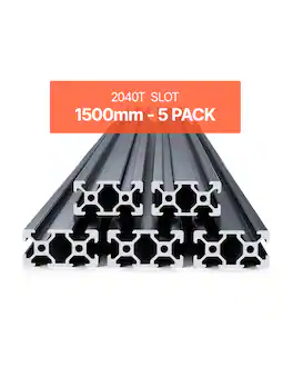 VEVOR - 5PCS 59 in (1500 mm) T Slot 2040 Aluminum Extrusion Profile, European Standard Anodized Linear Rail, High-Strength - Black