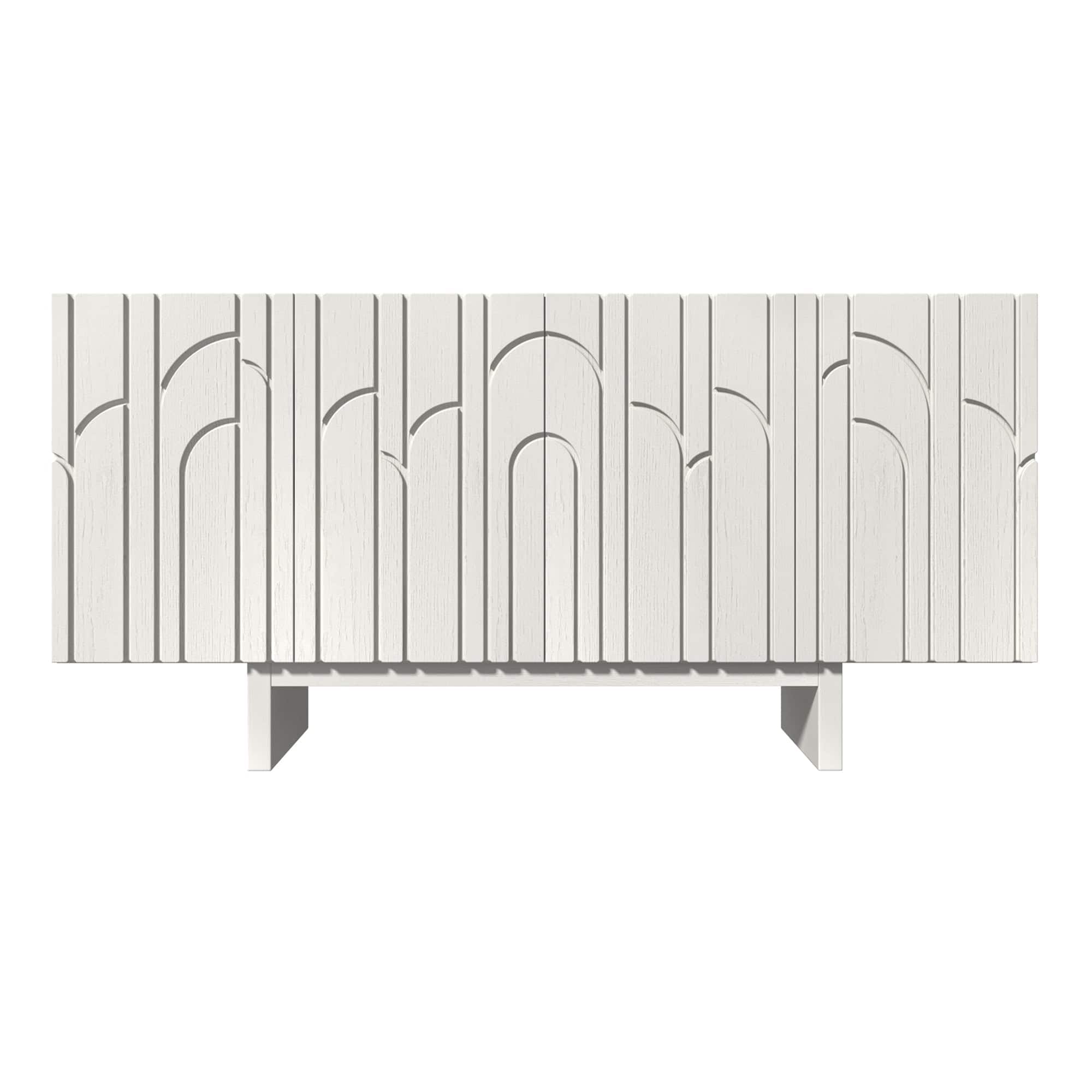 Boyel Living - MDF 4-Door 63 in. Wood Grain Buffet Sideboard For Living Room and Kitchen-Dining Room - White