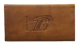 Rico Industries - Baltimore Football Ravens Brown Leather Checkbook Cover For Men & Women Checkbook Holder - Multi