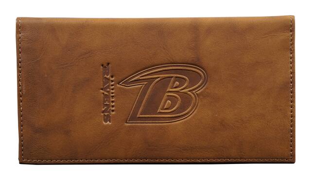 Front. Rico Industries - Baltimore Football Ravens Brown Leather Checkbook Cover For Men & Women Checkbook Holder - Multi.