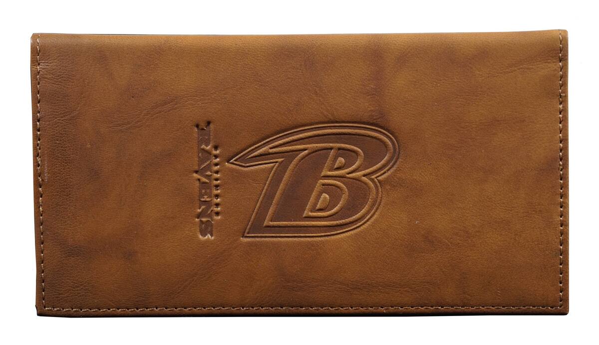 Front. Rico Industries - Baltimore Football Ravens Brown Leather Checkbook Cover For Men & Women Checkbook Holder - Multi.